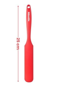 Silicolife Pasta Sıvama Spatulası, Silikon Çikolata Krema Reçel Sıyırma Sıvama Bıçağı Spatulası 25cm Kırmızı