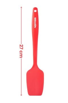 Silicolife Kaşık Spatula, Isıya Dayanıklı Yanmaz Yapışmaz Tek Parça Silikon Kaşık Spatula 27cm Kırmızı