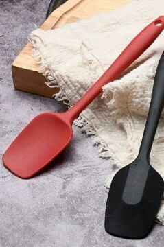 Silicolife Kaşık Spatula, Isıya Dayanıklı Yanmaz Yapışmaz Tek Parça Silikon Kaşık Spatula 27cm Kırmızı