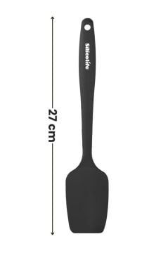 Kaşık Spatula, Isıya Dayanıklı Yanmaz Yapışmaz Tek Parça Silikon Kaşık Spatula 27cm Siyah