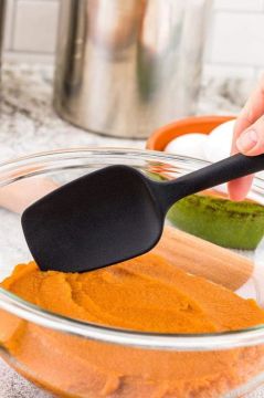 Kaşık Spatula, Isıya Dayanıklı Yanmaz Yapışmaz Tek Parça Silikon Kaşık Spatula 27cm Siyah