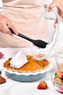 Kaşık Spatula, Isıya Dayanıklı Yanmaz Yapışmaz Tek Parça Silikon Kaşık Spatula 27cm Siyah