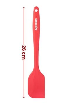 Silicolife Büyük Spatula, Isıya Dayanıklı Yanmaz Yapışmaz Tek Parça Silikon Spatula 26cm Kırmızı