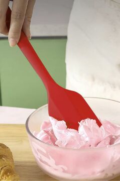 Silicolife Büyük Spatula, Isıya Dayanıklı Yanmaz Yapışmaz Tek Parça Silikon Spatula 26cm Kırmızı