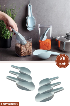 6 Adet Baharat Küreği, Un Şeker Bakliyat Kakao Mama Deterjan Erzak Kaşığı 6’lı Set 2x(3 Boy) Yeşil