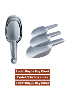 6 Adet Baharat Küreği, Un Şeker Bakliyat Kakao Mama Deterjan Erzak Kaşığı 6’lı Set 2x(3 Boy) Yeşil