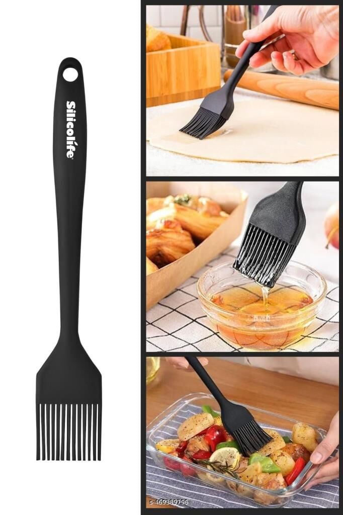 Silicolife Yumurta Fırçası, Isıya Dayanıklı Yanmaz Yapışmaz Tek Parça Silikon Fırça 21cm Siyah