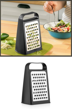 Flosoft Inox Paslanmaz Çelik Rende, Çift Taraflı Özel Tasarım Rende Siyah