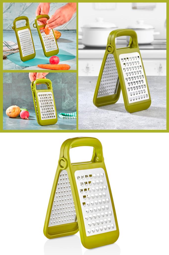 Flosoft Ayrılabilir Inox Paslanmaz Çelik Rende, Pratik Katlanabilir Özel Tasarım Rende Yeşil