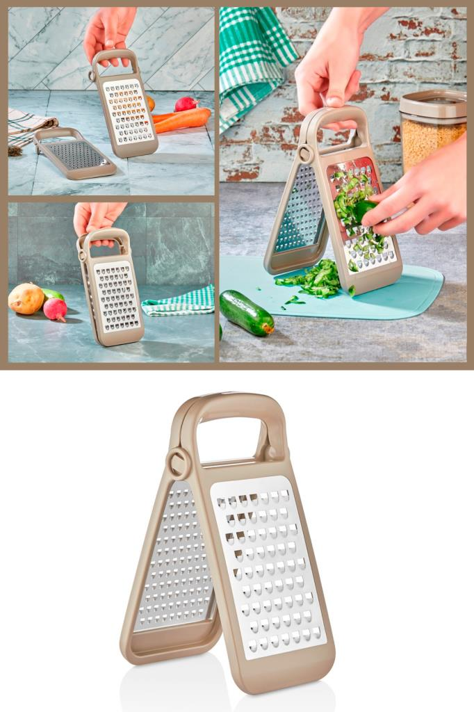 Flosoft Ayrılabilir Inox Paslanmaz Çelik Rende, Pratik Katlanabilir Özel Tasarım Rende Kahve