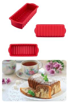 Silicolife 2’li Silikon Kek Kalıbı Seti, Baton Kek Kalıbı ve Burgu Kek Kalıbı Seti Yerli Üretim Kırmızı