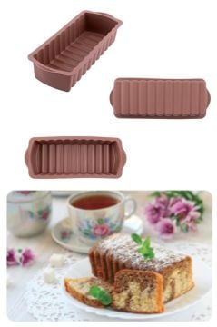 Silicolife 2’li Silikon Kek Kalıbı Seti, Baton Kek Kalıbı ve Burgu Kek Kalıbı Seti Yerli Üretim Kahve