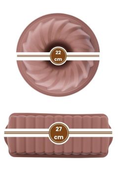 Silicolife 2’li Silikon Kek Kalıbı Seti, Baton Kek Kalıbı ve Burgu Kek Kalıbı Seti Yerli Üretim Kahve