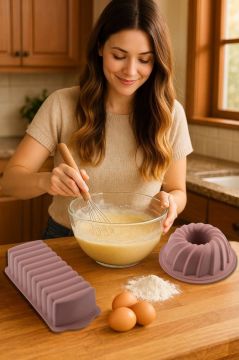 Silicolife 2’li Silikon Kek Kalıbı Seti, Baton Kek Kalıbı ve Burgu Kek Kalıbı Seti Yerli Üretim Kahve