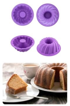 Silicolife 2’li Silikon Kek Kalıbı Seti, Baton Kek Kalıbı ve Burgu Kek Kalıbı Seti Yerli Üretim Lila