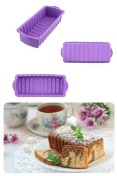 Silicolife 2’li Silikon Kek Kalıbı Seti, Baton Kek Kalıbı ve Burgu Kek Kalıbı Seti Yerli Üretim Lila