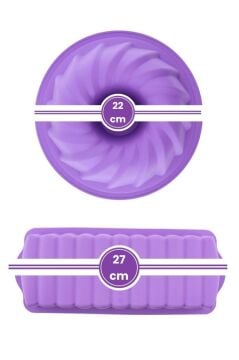 Silicolife 2’li Silikon Kek Kalıbı Seti, Baton Kek Kalıbı ve Burgu Kek Kalıbı Seti Yerli Üretim Lila
