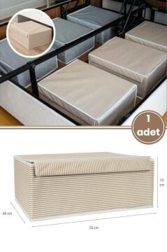 Baza Kutu Hurç, Yatak Kanepe Altı Düzenleyici Su Geçirmez Mukavva Destekli (50x40x19cm) 1 Adet Kahve