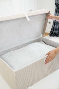 Baza Kutu Hurç, Yatak Kanepe Altı Düzenleyici Su Geçirmez Mukavva Destekli (50x40x19cm) 1 Adet Kahve