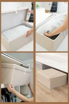 Baza Kutu Hurç, Yatak Kanepe Altı Düzenleyici Su Geçirmez Mukavva Destekli (50x40x19cm) 1 Adet Kahve