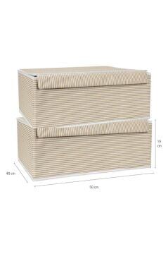 Flora Baza Kutu Hurç, Yatak Kanepe Altı Düzenleyici Su Geçirmez Mukavva Destekli (50x40x19cm) 2 Adet Kahve