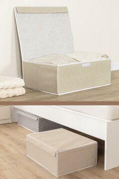 Flora Baza Kutu Hurç, Yatak Kanepe Altı Düzenleyici Su Geçirmez Mukavva Destekli (50x40x19cm) 2 Adet Kahve