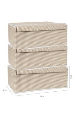 Flora Baza Kutu Hurç, Yatak Kanepe Altı Düzenleyici Su Geçirmez Mukavva Destekli (50x40x19cm) 3 Adet Kahve