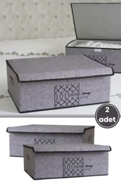 Keçe Kapaklı Baza Hurcu, Yatak Kanepe Altı Yastık Kıyafet Düzenleyici (40x50x19 Cm) 2 Adet GRİ