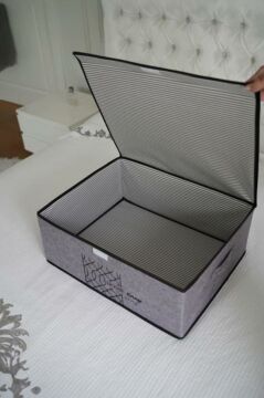 Keçe Kapaklı Baza Hurcu, Yatak Kanepe Altı Yastık Kıyafet Düzenleyici (40x50x19 Cm) 2 Adet GRİ