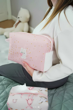 Flora 2’li Yenidoğan Çantası, Bebek Bezi/Kıyafeti Çantası ve Islak Mendil Çantası Alt Bakım Seti