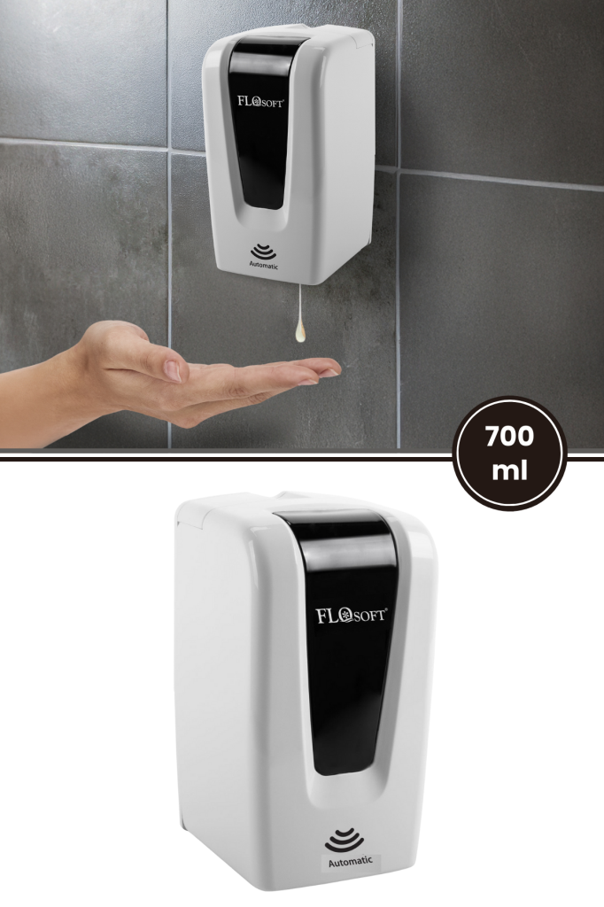 Vera Otomatik Sıvı Sabunluk ve Dezenfektan Verici 700ml, Fotoselli Sensörlü Sabunluk F208 Beyaz