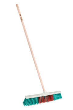 Dış Mekan Fırça ve Sap Temizlik Set, Bahçe Yaprak Moloz Süpürme Fırçası 50cm + Vidalı Ağaç Sap 120cm