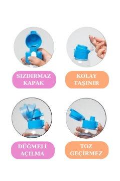 Flosoft Çift Renk Düğmeli Tüp Suluk, Okul ve Sporcu Matarası, Motivasyonel Su Şişesi 750ml Turuncu