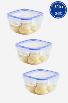 Flosoft 275 ml Contalı Kilitli Sızdırmaz Hava Almaz Saklama Kabı Kahvaltılık 3’lü Set (275mlx3 Adet)