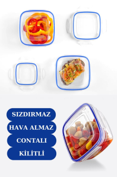 Flosoft 500 ml Contalı Kilitli Sızdırmaz Hava Almaz Saklama Kabı Kahvaltılık 3’lü Set (500mlx3 Adet)