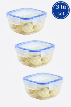 Flosoft 500 ml Contalı Kilitli Sızdırmaz Hava Almaz Saklama Kabı Kahvaltılık 3’lü Set (500mlx3 Adet)