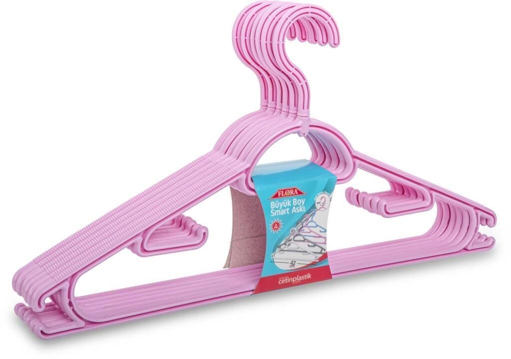 FLORA BÜYÜK BOY SMART ELBİSE ASKISI 6'LI 42 cm F312 SOFT PEMBE