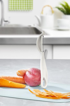 Çok Amaçlı Yan Soyacak, Meyve Sebze Paslanmaz Çelik Bıçaklı Soyucu Beyaz