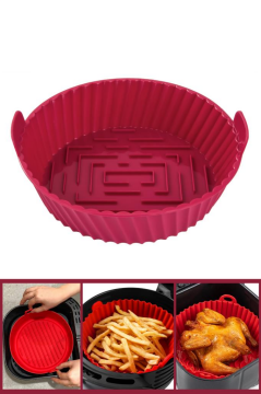 Onikiden Yanmaz Yapışmaz Airfryer Silikon Pişirme Kabı SL099 - Tüm Fritözlerle Uyumlu 20x5cm Fuşya