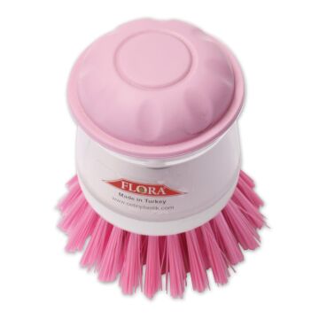 FLORA DETERJAN HAZNELİ BULAŞIK FIRÇASI F389 BEYAZ/PEMBE