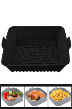 Onikiden Yanmaz Yapışmaz Airfryer Silikon Kare Pişirme Kabı SL101 - Tüm Fritözlerle Uyumlu 20x20cm Siyah