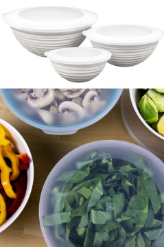 Flora 3 Boy Kapaklı Yuvarlak Kase, Çok Amaçlı Erzak Gıda Saklama Kabı 3’lü Set (3lt, 2lt, 1lt)