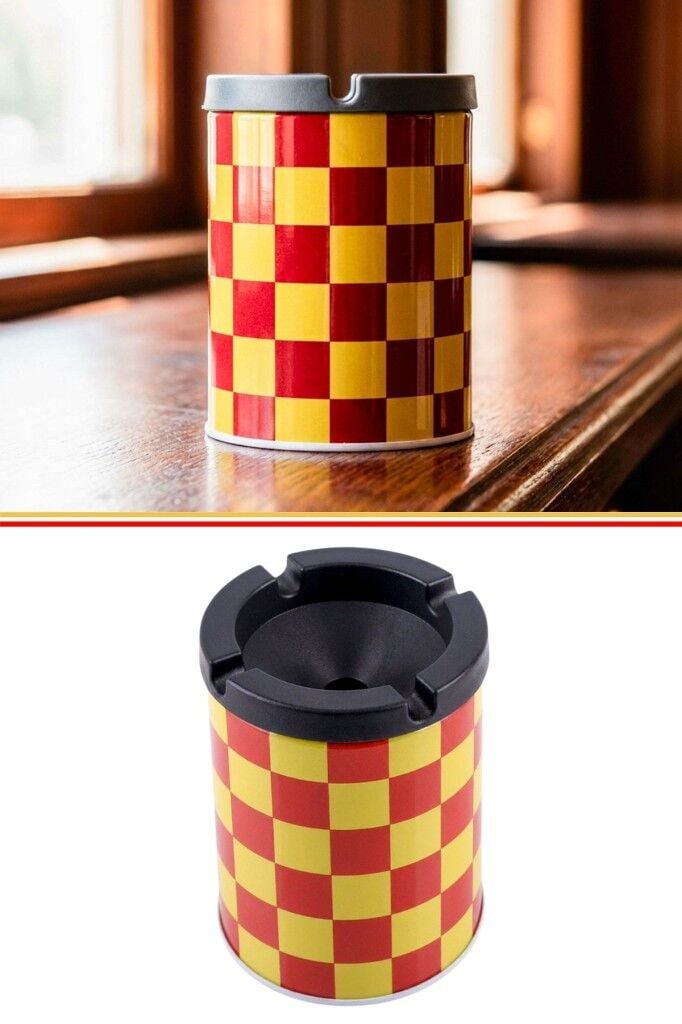 Galatasaray Desenli Metal Gövdeli Kokusuz Dumansız Küllük, Koku Hapsetme Özellikli Şık Tasarım