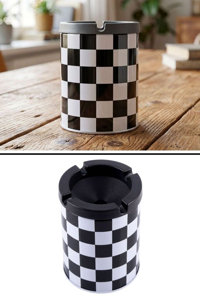 Beşiktaş Desenli Metal Gövdeli Kokusuz Dumansız Küllük, Koku Hapsetme Özellikli Şık Tasarım