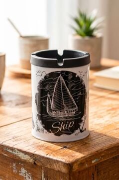 3 Adet Desenli Metal Gövdeli Kokusuz Dumansız Küllük, Koku Hapsetme Özellikli Şık Tasarım