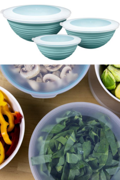 Flora 3 Boy Kapaklı Yuvarlak Kase, Çok Amaçlı Erzak Gıda Saklama Kabı 3’lü Set (3lt, 2lt, 1lt) Turkuaz