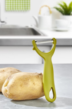 2 Adet Çok Amaçlı Yan ve Sapan Soyacak, Meyve Sebze Paslanmaz Çelik Bıçaklı Soyucu 2’li Set Yeşil