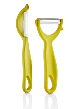 2 Adet Çok Amaçlı Yan ve Sapan Soyacak, Meyve Sebze Paslanmaz Çelik Bıçaklı Soyucu 2’li Set Yeşil