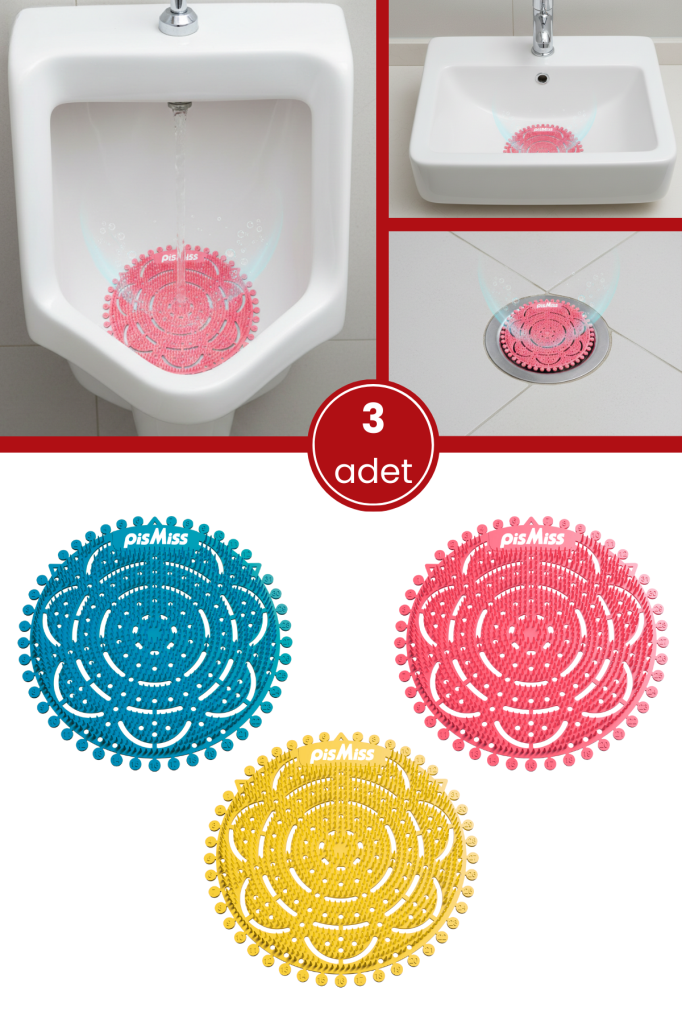 3 Adet PisMiss Yuvarlak Koku Giderici, Pisuvar Lavabo Banyo Gider Süzgeci Kir Tutmaz 30 Gün Etkili