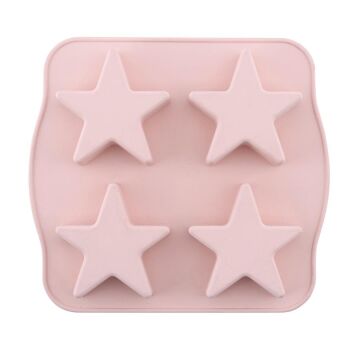 SİLİCOLİFE 4'LÜ YILDIZ KEK KALIBI SOFT PEMBE